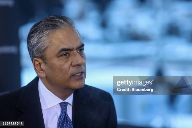 Anshu Jain, president of Cantor Fitzgerald, L.P., speaks during a Bloomberg Television interview on day three of the World Economic Forum in Davos,...