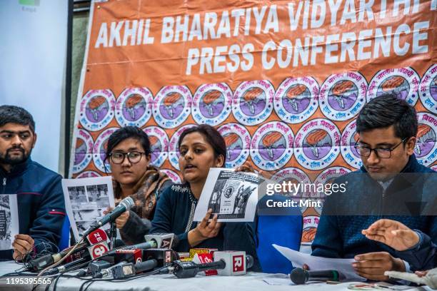 Student leaders Rahul Chaudhary, National Media Convener, ABVP , Valentina Brahma, Girls Coordinater , ABVP DELHI, Nidhi Tripathi, National General...