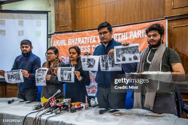 Student leaders Rahul Chaudhary, National Media Convener, ABVP , Valentina Brahma, Girls Coordinater , ABVP DELHI, Nidhi Tripathi, National General...