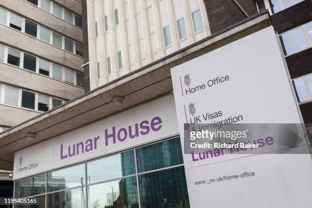 An exterior of Lunar House, the headquarters of 'UK Visas and Immigration', a division of the Home Office on Wellesley Road, Croydon, on 20th January...