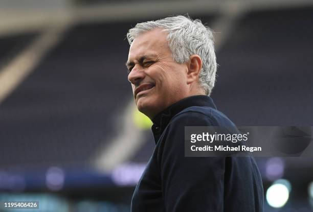 Jose Mourinho, Manager of Tottenham Hotspur arrives prior to the Premier League match between Tottenham Hotspur and Chelsea FC at Tottenham Hotspur...