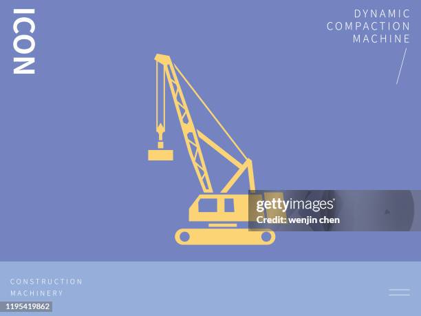 mining machinery, dynamic compaction machine vector icon. - movers stock illustrations