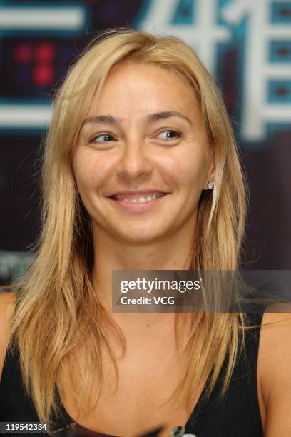 Russian skater Tatiana Navka attends 'Artistry On Ice' press conference at Mercedes-Benz Arena on July 21, 2011 in Shanghai, China.