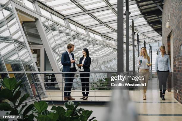 business people talking in modern office building - digital catwalk stock pictures, royalty-free photos & images
