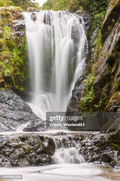 new zealand,†northland†region, long exposure of†piroa†falls on†ahuroa†river - northland region stock pictures, royalty-free photos & images