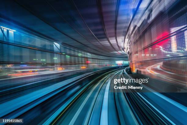 tokyo japan höghastighetståg tunnel rörelseoskärpa abstrakt - vision bildbanksfoton och bilder