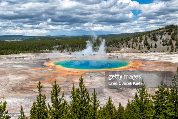 grand prismatic spring pool - grand prismatic spring stock pictures, royalty-free photos & images