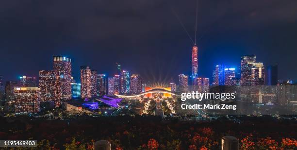 shenzhen light show city night view 70th anniversary laser - south china fotografías e imágenes de stock