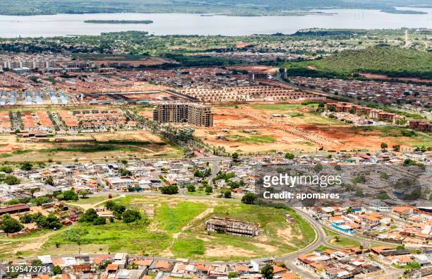 airplane view residential district in ciudad bolivar, bolivar state, venezuela - bolivar stock pictures, royalty-free photos & images