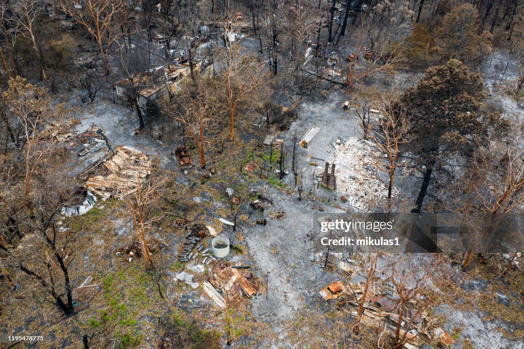 Bush fire destruction with home