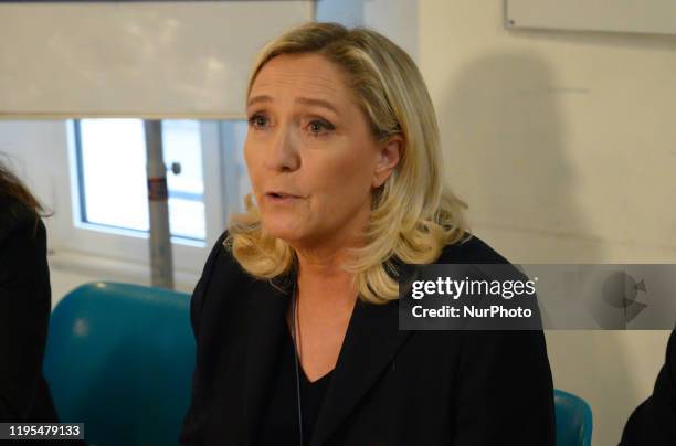 Marine Le Pen, president of the Rassemblement National who announced her candidacy for the 2022 presidential election, gave her support to Eleonore...