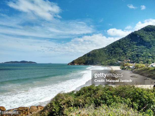 view of untouched solidão beach (loneliness beach)  in florianópolis, santa catarina state - brazil - solidão stock-fotos und bilder