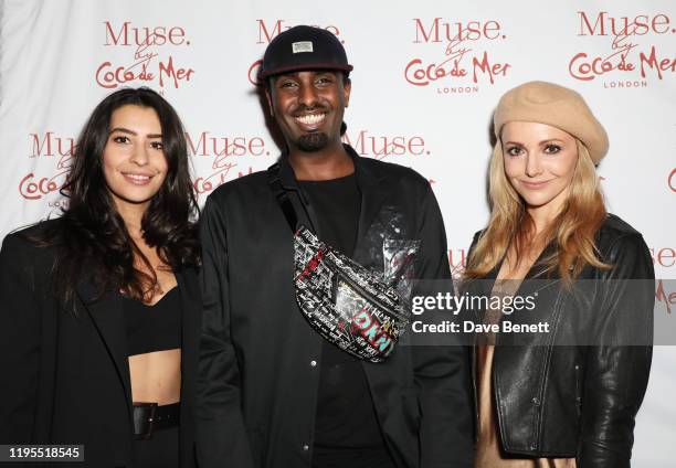 Naomi Sharp Stagg, Mason Smillie and Stephanie Prentice attend the launch of Muse by Coco De Mer at Sketch on January 23, 2020 in London, England.