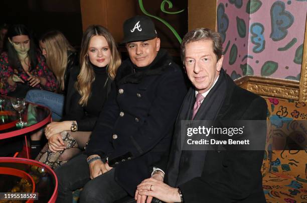 Lady Camilla De La Poer Beresford, Stuart Watts and Maurice Mullen attend the launch of Muse by Coco De Mer at Sketch on January 23, 2020 in London,...