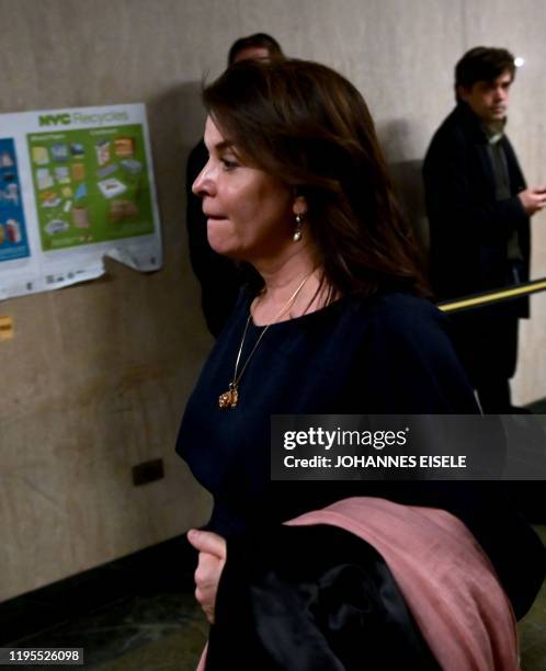 Actress Annabella Sciorra leaves the courtroom in Manhattan Criminal Court, on January 23, 2020 in New York City. - "The Sopranos" actress Annabella...