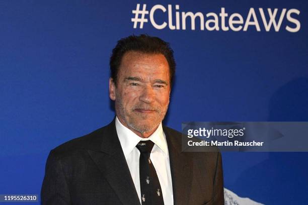 Arnold Schwarzenegger during the Climate Austrian World Summit on Hahnenkamm Race Weekend on January 23, 2020 in Kitzbuehel, Austria.