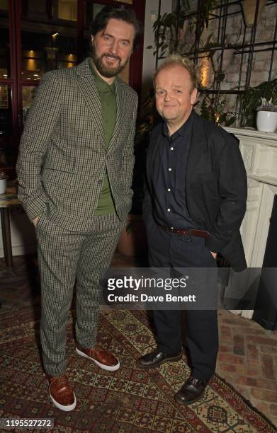 Richard Armitage and Toby Jones attend the press night after party for "Uncle Vanya" at Sophie's on January 23, 2020 in London, England.