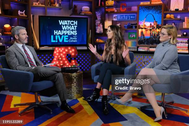 Episode 17008 -- Pictured: Andy Cohen, Kristen Doute, S.E. Cupp --