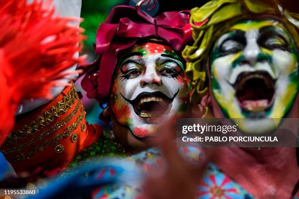 Performers participate in the opening parade of the Uruguayan carnival -- the world's longest -- in Montevideo, on January 23, 2020.