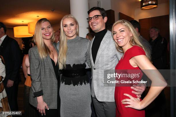 Lindsey Vonn and her sister Karin Kildow , brother Reed Kildow, sister Laura Kildow during the Schwarzenegger climate initiative charity dinner prior...