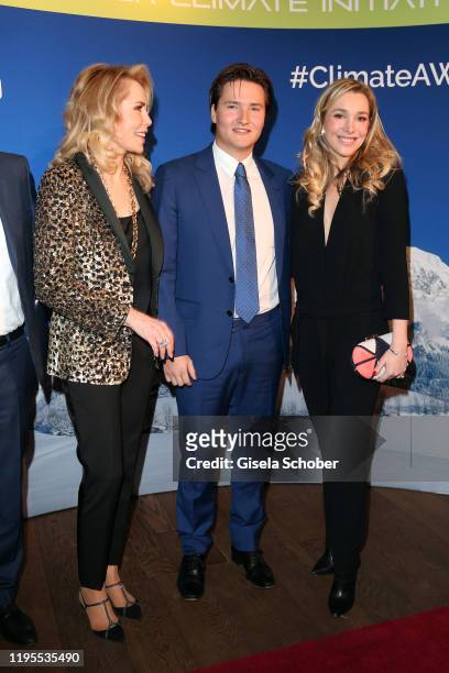 Princess Gabriele of Leiningen and her son Aly Muhammad Prince Aga Khan, and his half sister Princess Theresa of Leiningen during the Schwarzenegger...