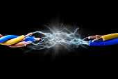 Electrical spark between two wires