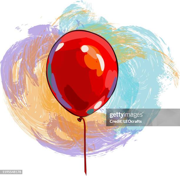 balloon drawing - red balloon stock illustrations