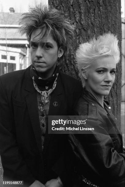 Swedish pop rock duo Roxette, aka Per Gessle and Marie Fredriksson , circa 1990.