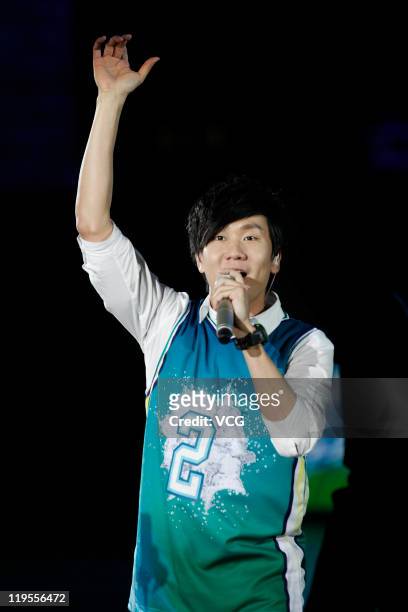 Singaporean JJ Lin attends a Sprite commercial event at Shanghai Grand Stage on July 21, 2011 in Shanghai, China.