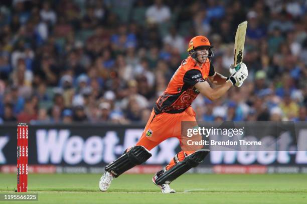 Cameron Green of the Scorchers bats during the Big Bash League match between the Adelaide Strikers and the Perth Scorchers at the Adelaide Oval on...