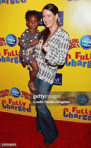 Actress Joely Fisher and daughter Olivia Luna Fisher-Duddy attends Ringling Bros. & Barnum and Bailey & Starlight Children's Foundation's premiere of...