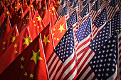 Economic trade war between the USA and China, partnership and diplomacy concept