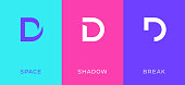 Set of letter D minimal logo icon design template elements