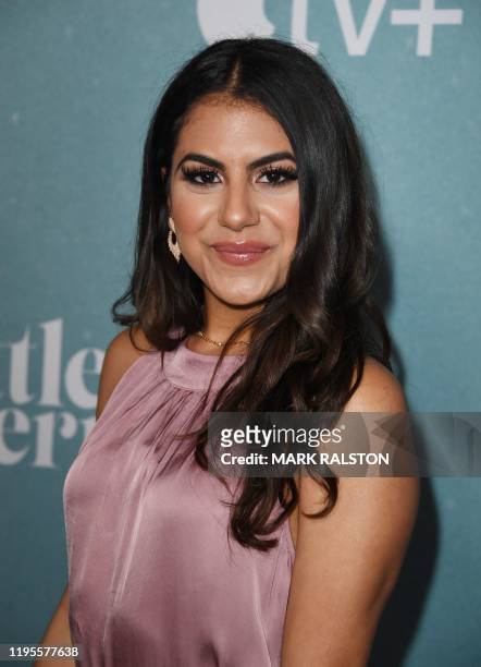 Actress Jearnest Corchado arrives for the premiere of Apple TV+'s "Little America" series at the Pacific Design Center in West Hollywood, California...