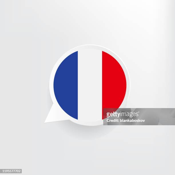 frankreich-flagge-sprechblase - französisch sprache stock-grafiken, -clipart, -cartoons und -symbole