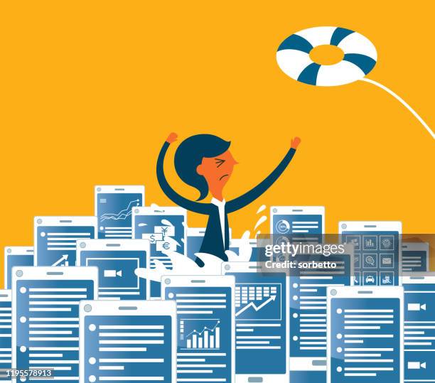 information overload - businesswoman - excess icon stock illustrations