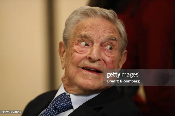 George Soros, billionaire and founder of Soros Fund Management LLC, on day three of the World Economic Forum in Davos, Switzerland, on Thursday, Jan....