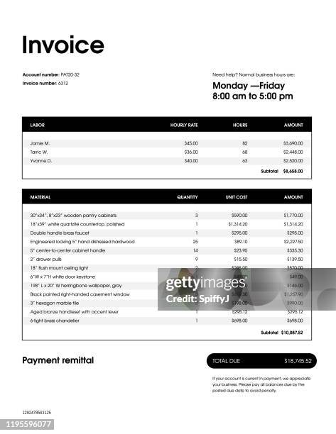 ilustraciones, imágenes clip art, dibujos animados e iconos de stock de factura genérica - invoice