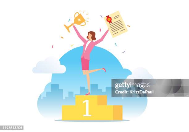 winner - holding certificate stock illustrations