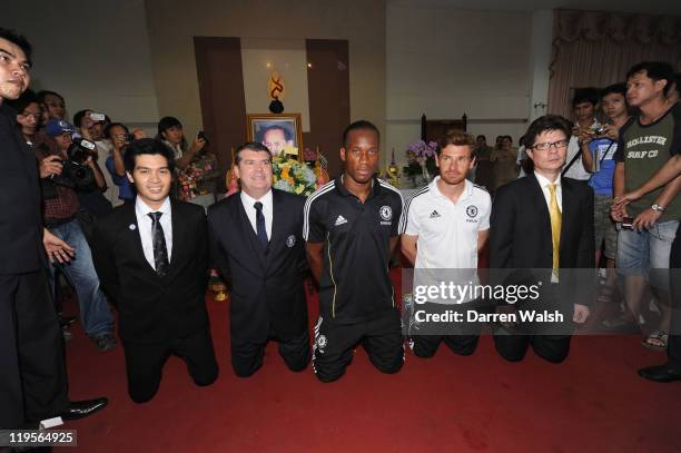 Chelsea manager Andre Villas-Boas, Chelsea's Cheif Executive Ron Gourlay and Didier Drogba of Chelsea during a Visit to the Siriraj Hospital which is...