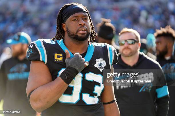 Gerald McCoy of the Carolina Panthers during the first half during their game against the Seattle Seahawks at Bank of America Stadium on December 15,...