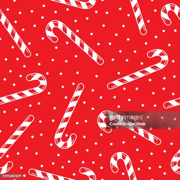 stockillustraties, clipart, cartoons en iconen met candy canes en sneeuw naadloos patroon - rotan