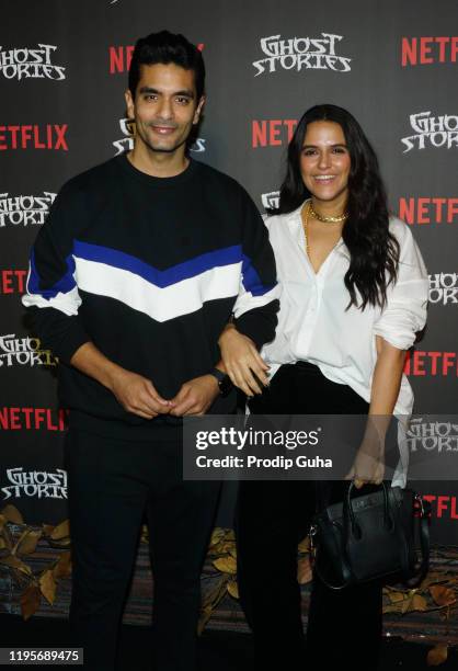 Angad Bedi and Neha Dhupia attend the Netflix's Ghost Stories special screening on December 23, 2019 in Mumbai, India.