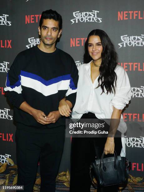 Angad Bedi and Neha Dhupia attend the Netflix's Ghost Stories special screening on December 23, 2019 in Mumbai, India.