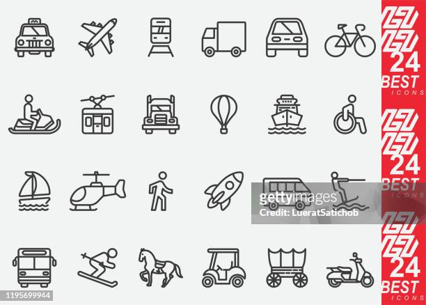 transport linie icons - cruise and motorbike and ship stock-grafiken, -clipart, -cartoons und -symbole