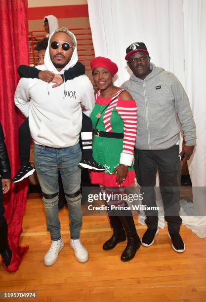 Future, Future Zahir Wilburn, Stephanie Jester and Greg Street attend Free Wishes Foundation Interactive Winter Wonderland on December 22, 2019 in...