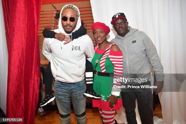 Future, Future Zahir Wilburn, Stephanie Jester and Greg Street attend Free Wishes Foundation Interactive Winter Wonderland on December 22, 2019 in...