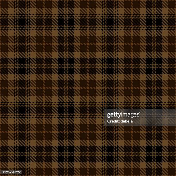 ilustrações, clipart, desenhos animados e ícones de preto e marrom escocês tartan xadrez padrão têxtil - gaiola espaço confinado