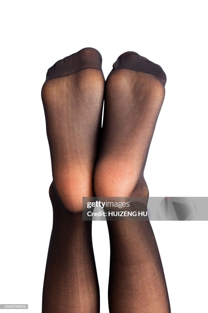 Female Feet In Black Stockings Closeup High-Res Stock Photo - Getty Images
