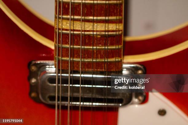 close-up of vintage electric guitar - vintage electric guitar stock pictures, royalty-free photos & images